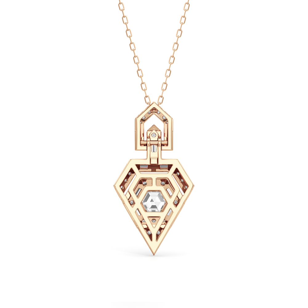 The Chevron Necklace with 14KT Rose Gold / Lab / 1 5/8 Cut Diamond in 14KT Rose Gold / Lab / 1 5/8 view 5
