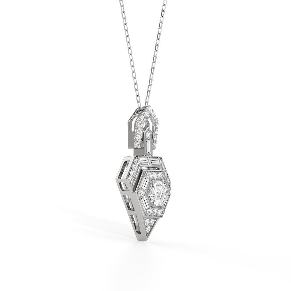 The Chevron Necklace with 14KT White Gold / Lab / 1 5/8 Cut Diamond in 14KT White Gold / Lab / 1 5/8 view 4
