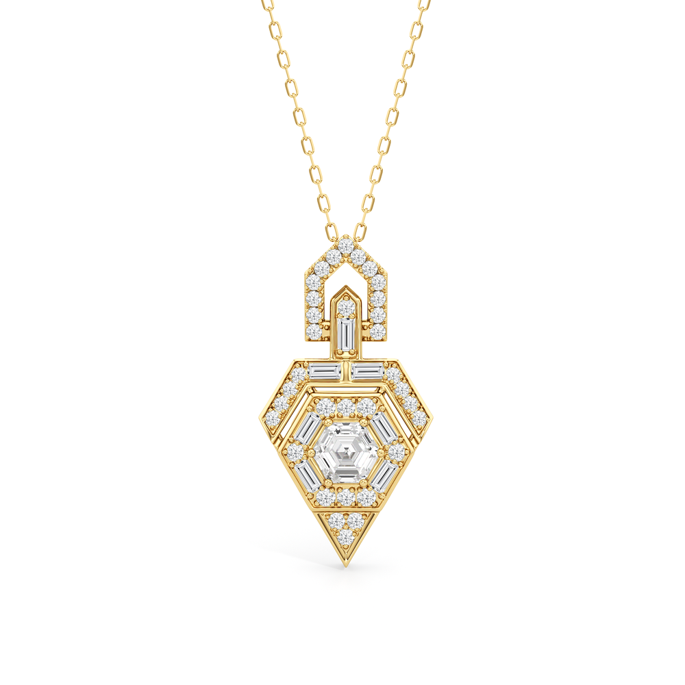 The Chevron Necklace with 14KT Yellow Gold / Lab / 1 5/8 Cut Diamond in 14KT Yellow Gold / Lab / 1 5/8 view 2
