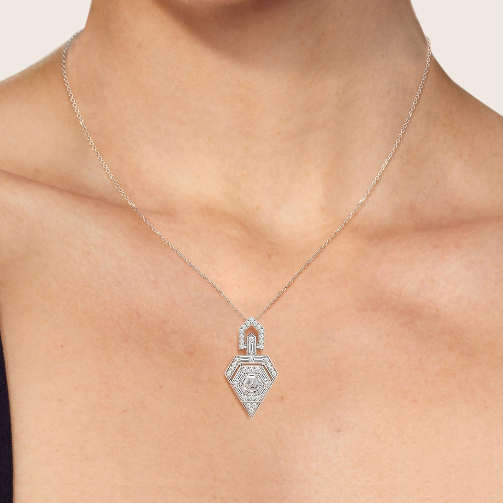 The Chevron Necklace with 14KT Yellow Gold / Lab / 1 5/8 Cut Diamond in 14KT Yellow Gold / Lab / 1 5/8 view 3
