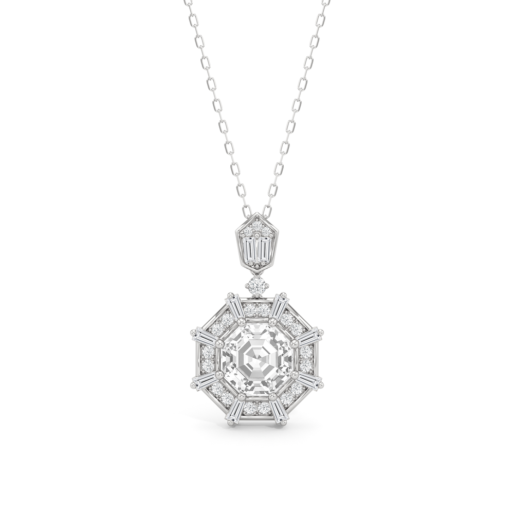 The Guardian Necklace with 14KT White Gold / Lab / 3 1/5 Cut Diamond in 14KT White Gold / Lab / 3 1/5 view 2
