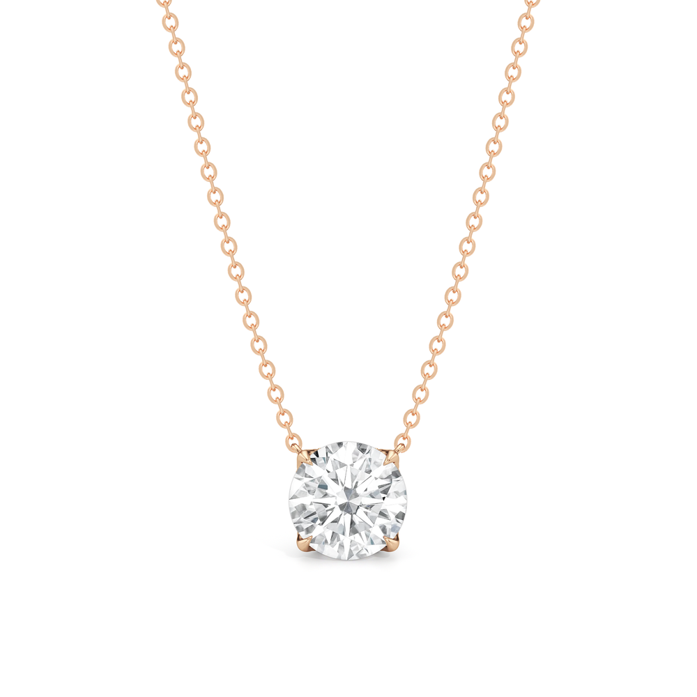 The Cassatt Round Solitaire Pendant with 14KT Rose Gold / Lab / 2 1/6 Cut Diamond in 14KT Rose Gold / Lab / 2 1/6 view 2
