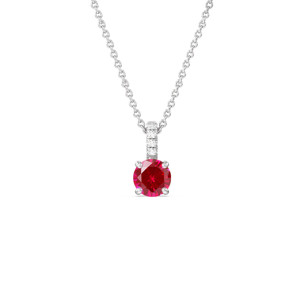 The Classic Gemstone Set with 3/8 Cut Diamond in 14KT White Gold view 3
