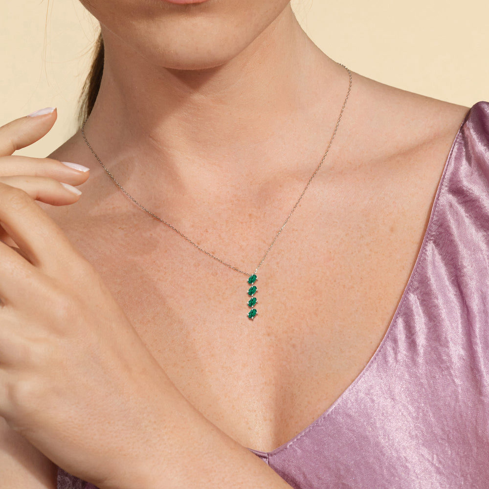 Model Wearing Emerald Cascade Necklace view