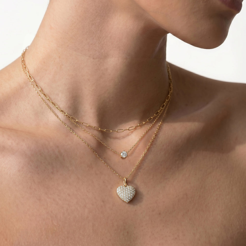 The Quinn Heart Necklace with 14KT Yellow Gold / Lab / 3/8 Cut Diamond in 14KT Yellow Gold / Lab / 3/8 view 3
