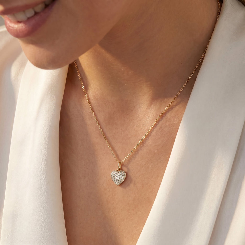 The Quinn Heart Necklace with 14KT Yellow Gold / Lab / 3/8 Cut Diamond in 14KT Yellow Gold / Lab / 3/8 view 2
