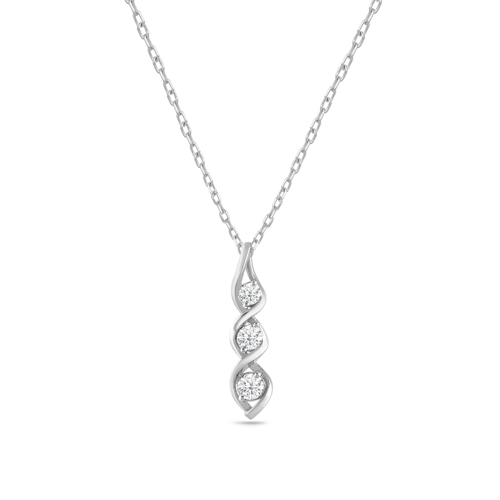 Free Sterling Silver Twist Pendant with 1/4 CTW Lab-Grown Diamonds with Lab Cut Diamond in 14KT White view 2
