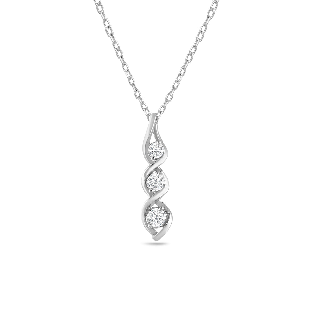 Free Sterling Silver Twist Pendant with 1/4 CTW Lab-Grown Diamonds with Lab Cut Diamond in 14KT White view 1
