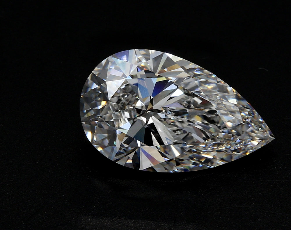 3.0 Carat Pear Lab Diamond with  Cut Diamond in 14KT  view 1
