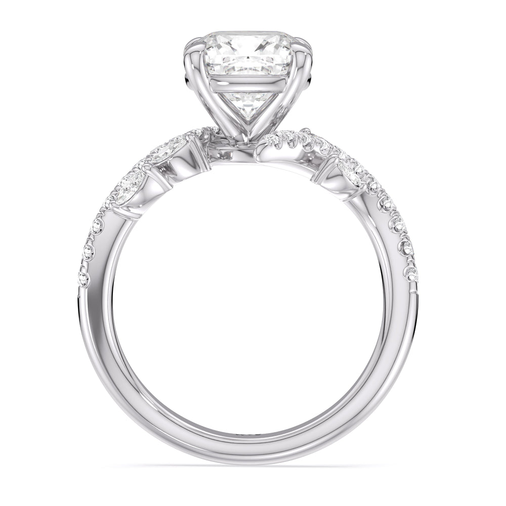 Blossoming Vine Engagement Ring with Cushion Cut Diamond in 14KT Platinum view 4

