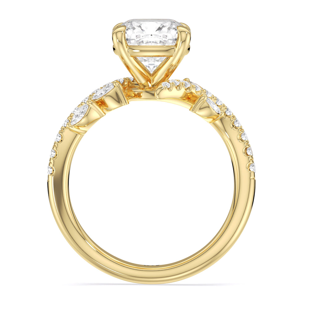 Blossoming Vine Engagement Ring with Cushion Cut Diamond in 14KT Yellow Gold view 4

