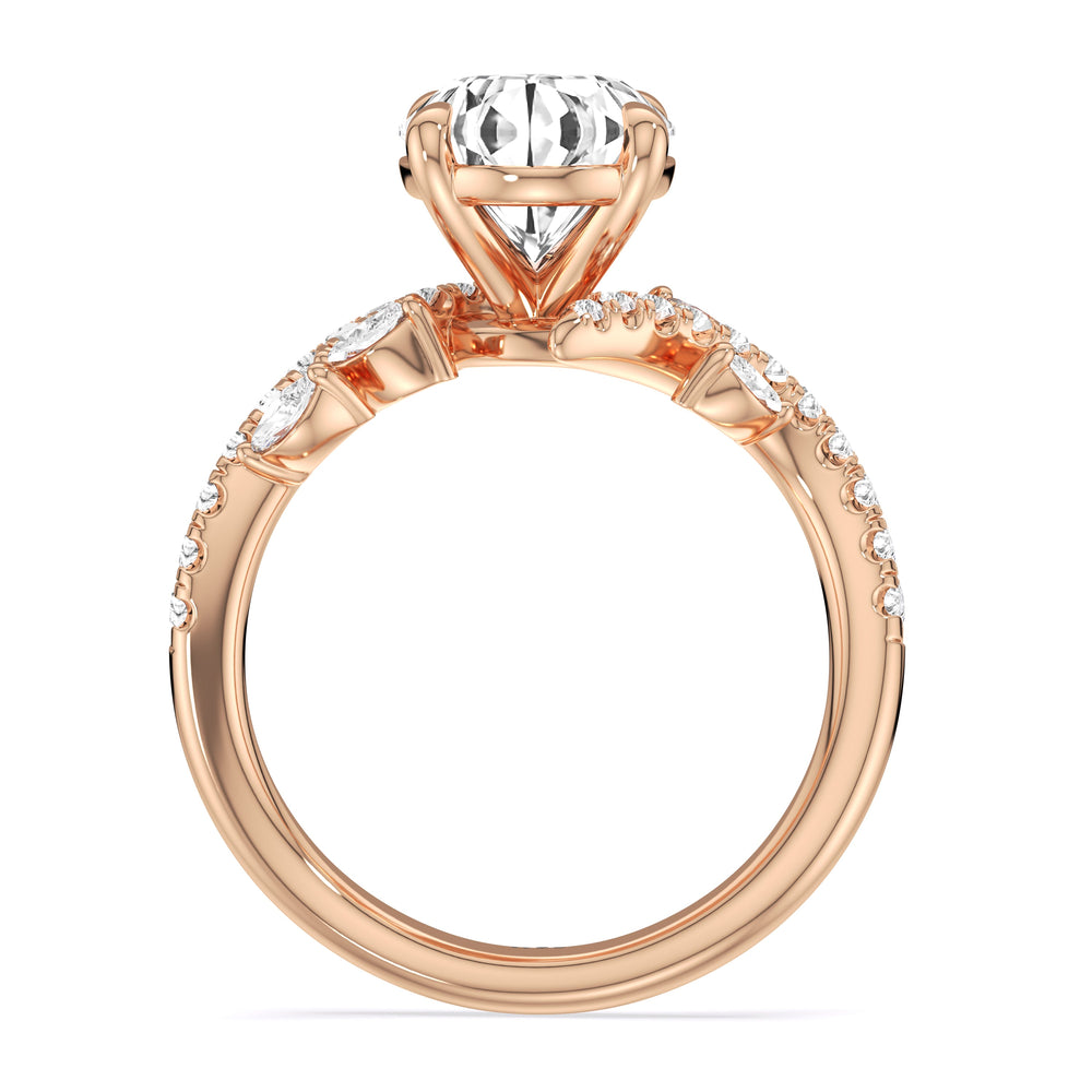Blossoming Vine Engagement Ring with Oval Cut Diamond in 14KT Rose Gold view 4
