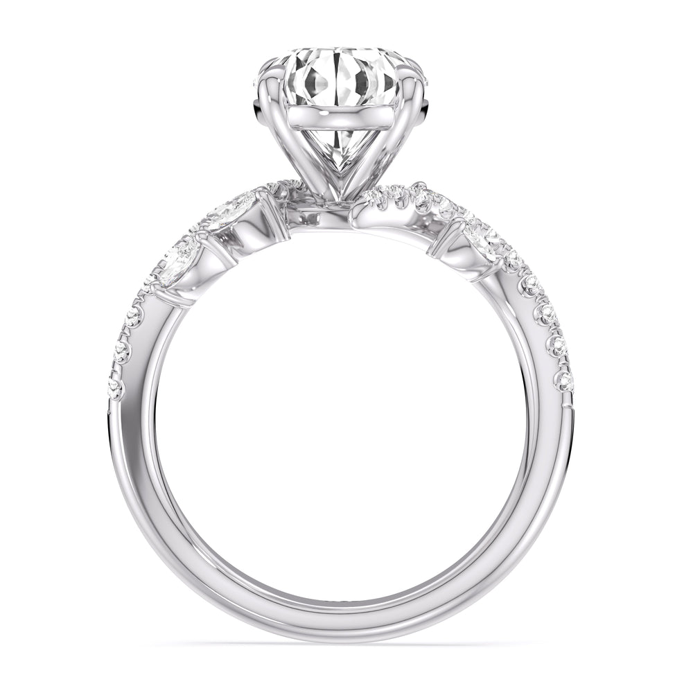 Blossoming Vine Engagement Ring with Oval Cut Diamond in 14KT Platinum view 4
