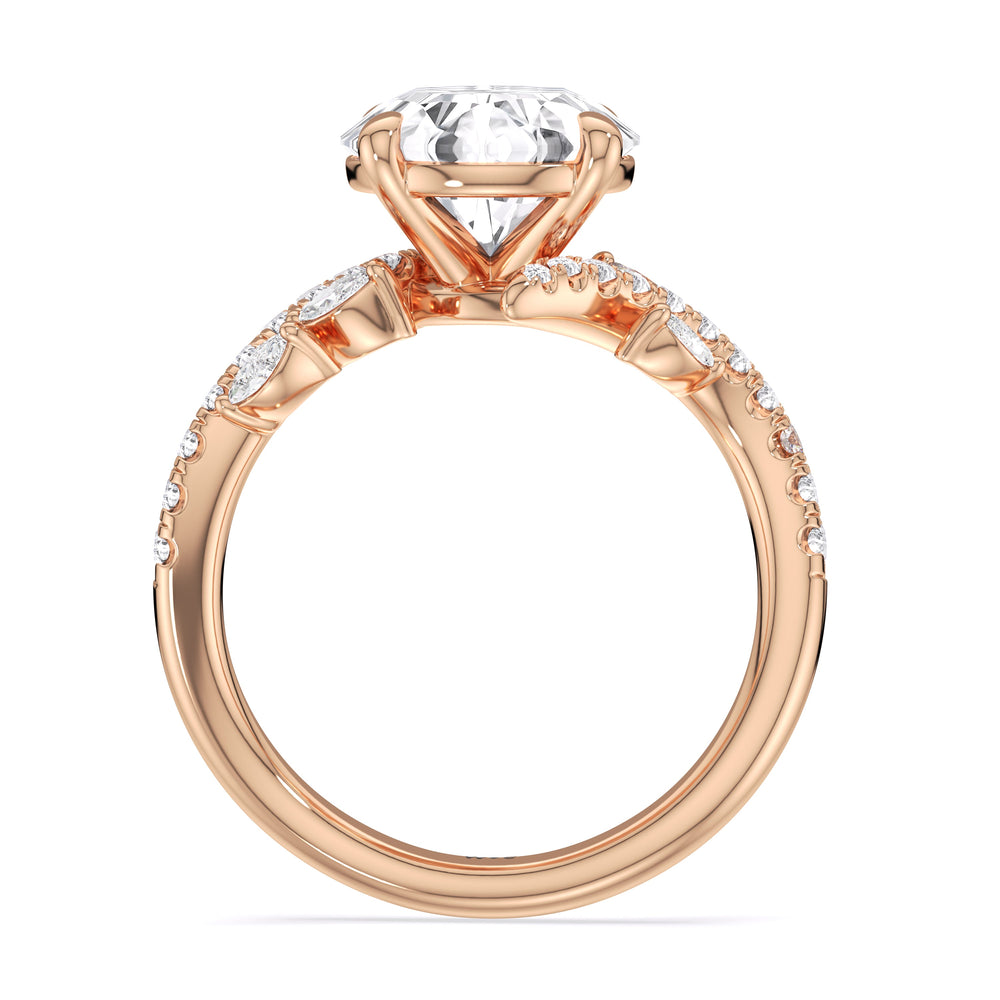 Blossoming Vine Engagement Ring with Round Cut Diamond in 14KT Rose Gold view 4

