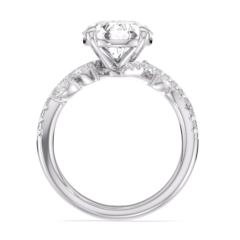Blossoming Vine Engagement Ring with Round Cut Diamond in 14KT Platinum view 4
