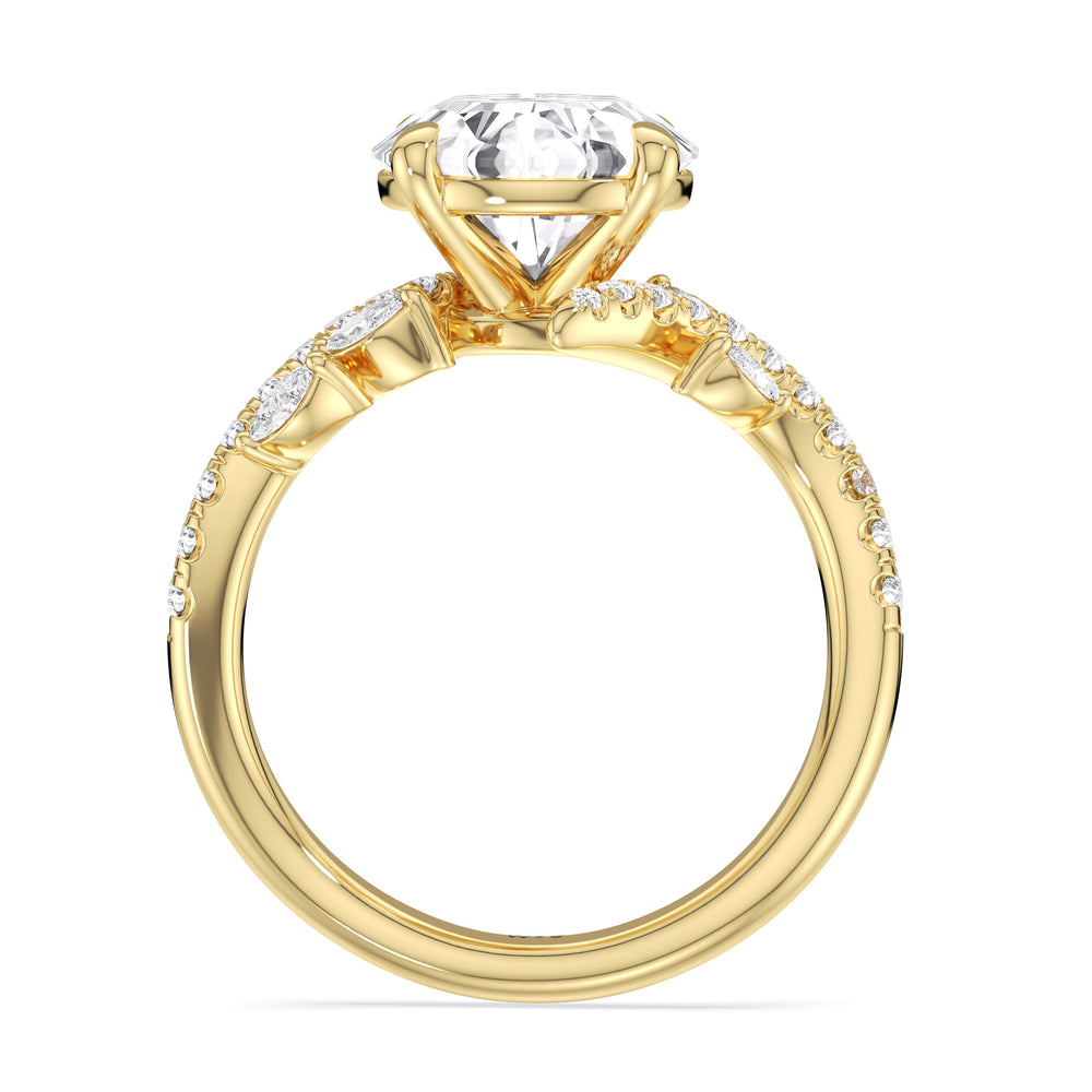Blossoming Vine Engagement Ring with Round Cut Diamond in 14KT Yellow Gold view 4

