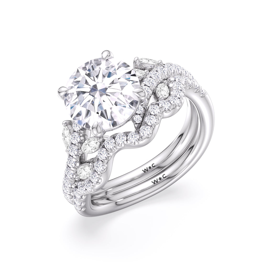 Blossoming Vine Engagement Ring with Round Cut Diamond in 14KT Platinum view 6
