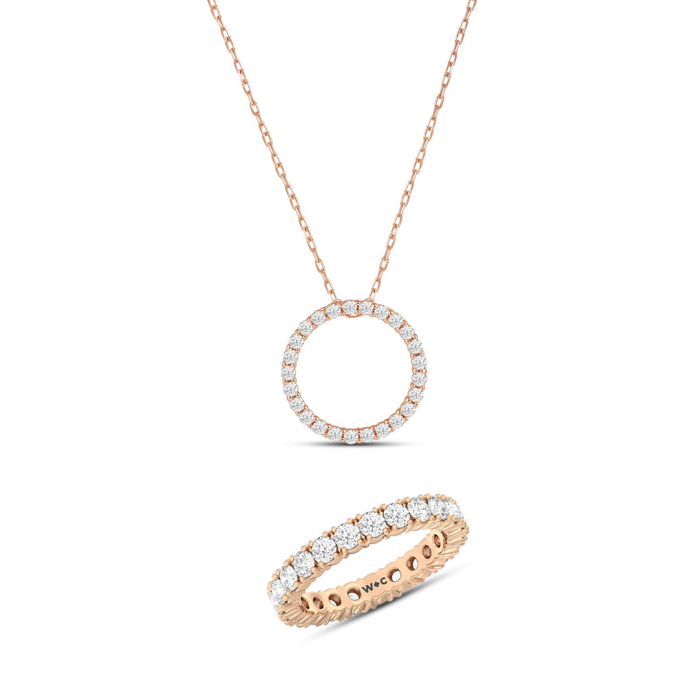 The Infinite Set with 2 3/8 Cut Diamond in 14KT Rose Gold view 1
