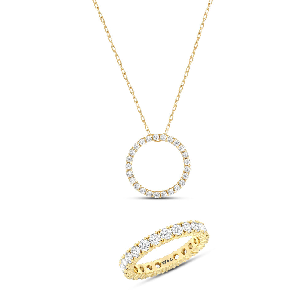 The Infinite Set with 2 3/8 Cut Diamond in 14KT Yellow Gold view 1

