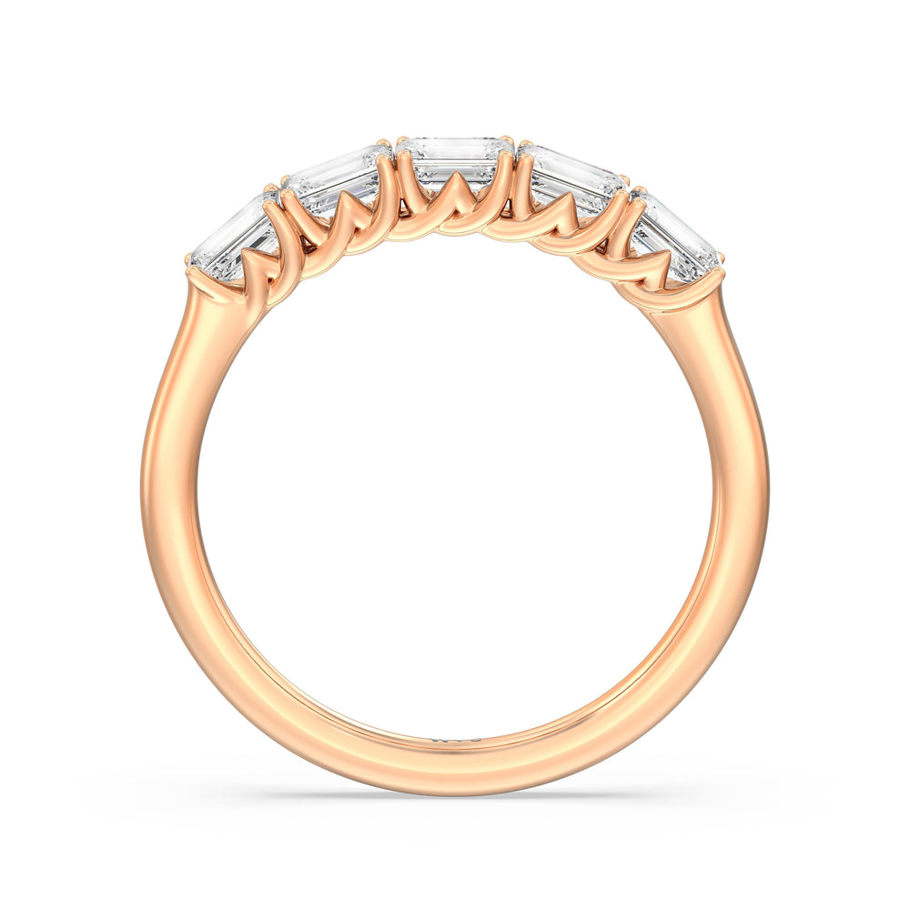 Five Stone Emerald East-West Modern Trellis Anniversary Ring (F/G SI+) with 18KT Rose Gold / Natural / 1 Cut Diamond in 14KT Rose Gold / Natural / 1 view 4
