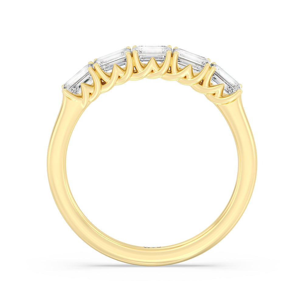 Five Stone Emerald East-West Modern Trellis Anniversary Ring (F/G SI+) with 18KT Yellow Gold / Natural / 1 Cut Diamond in 14KT Yellow Gold / Natural / 1 view 4
