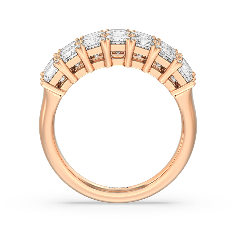 Two Row Princess Cut Anniversary Ring with 18KT Rose Gold / Natural / 3 Cut Diamond in 14KT Rose Gold / Natural / 3 view 4

