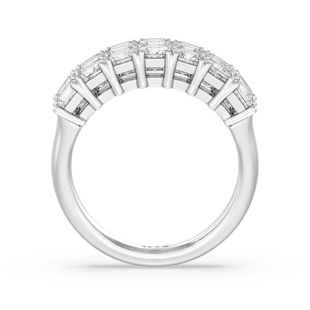 Two Row Princess Cut Anniversary Ring with Platinum / Natural / 3 Cut Diamond in 14KT Platinum / Natural / 3 view 4
