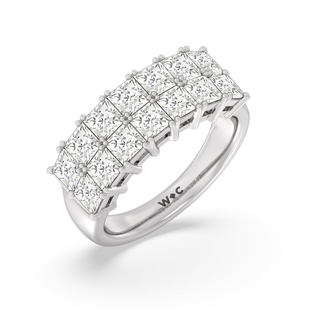 Two Row Princess Cut Anniversary Ring with Platinum / Natural / 3 Cut Diamond in 14KT Platinum / Natural / 3 view 5
