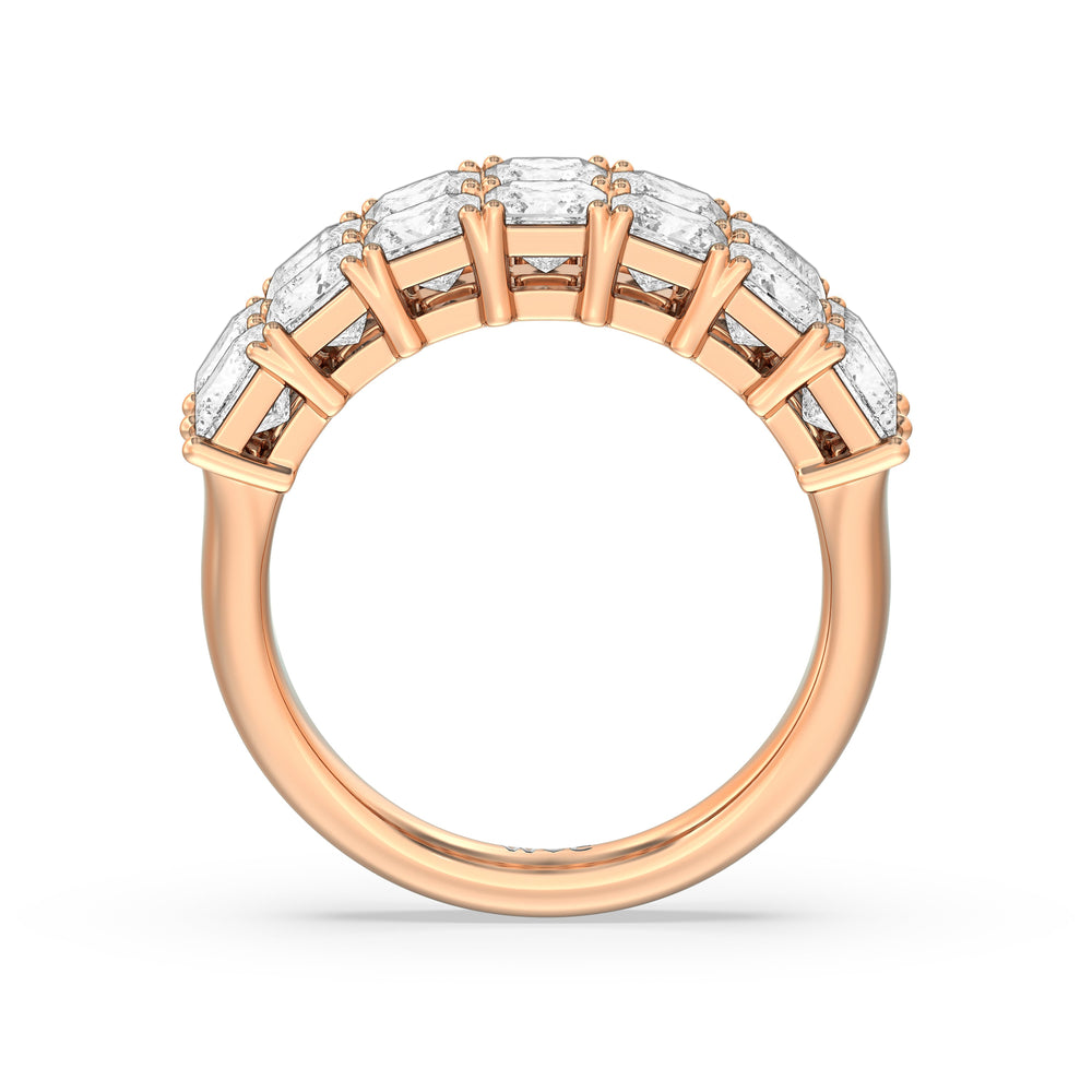Two Row Princess Cut Anniversary Ring with 18KT Rose Gold / Natural / 5 Cut Diamond in 14KT Rose Gold / Natural / 5 view 4
