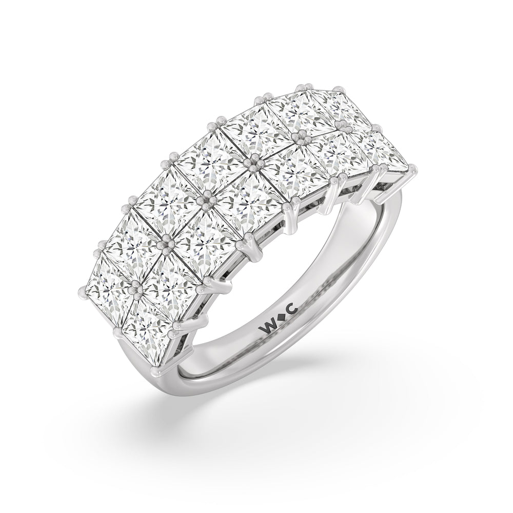 Two Row Princess Cut Anniversary Ring with Platinum / Natural / 5 Cut Diamond in 14KT Platinum / Natural / 5 view 5

