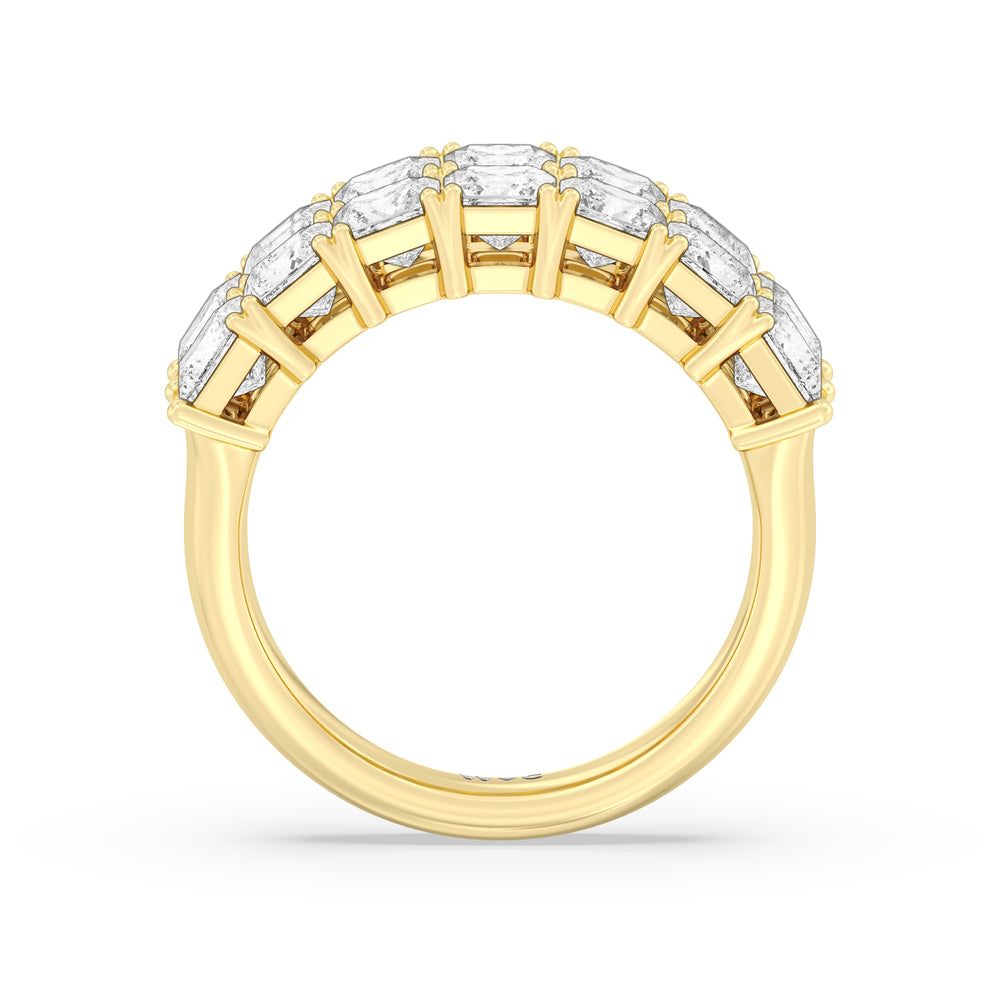 Two Row Princess Cut Anniversary Ring with 18KT Yellow Gold / Natural / 5 Cut Diamond in 14KT Yellow Gold / Natural / 5 view 4
