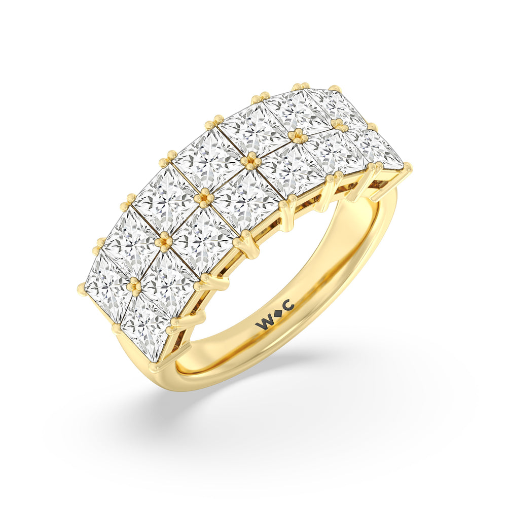 Two Row Princess Cut Anniversary Ring with 18KT Yellow Gold / Natural / 5 Cut Diamond in 14KT Yellow Gold / Natural / 5 view 5
