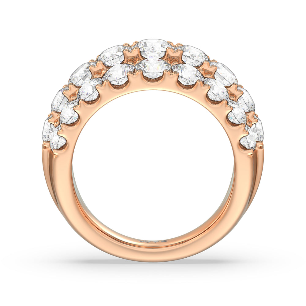 Three Row Modulated Diamond Anniversary Ring (F/G SI+) with 18KT Rose Gold / Natural / 4 1/5 Cut Diamond in 14KT Rose Gold / Natural / 4 1/5 view 4
