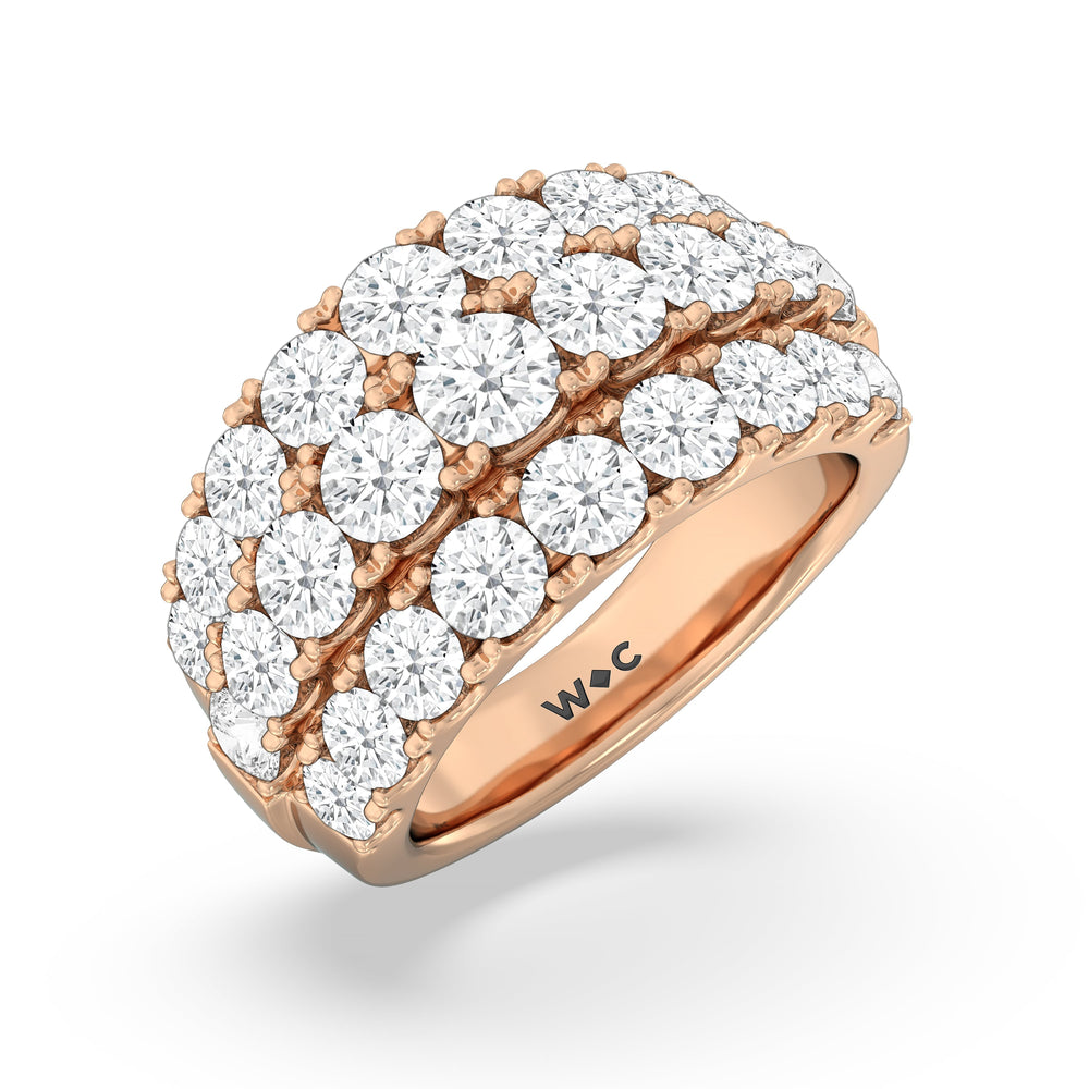 Three Row Modulated Diamond Anniversary Ring (F/G SI+) with 18KT Rose Gold / Natural / 4 1/5 Cut Diamond in 14KT Rose Gold / Natural / 4 1/5 view 5
