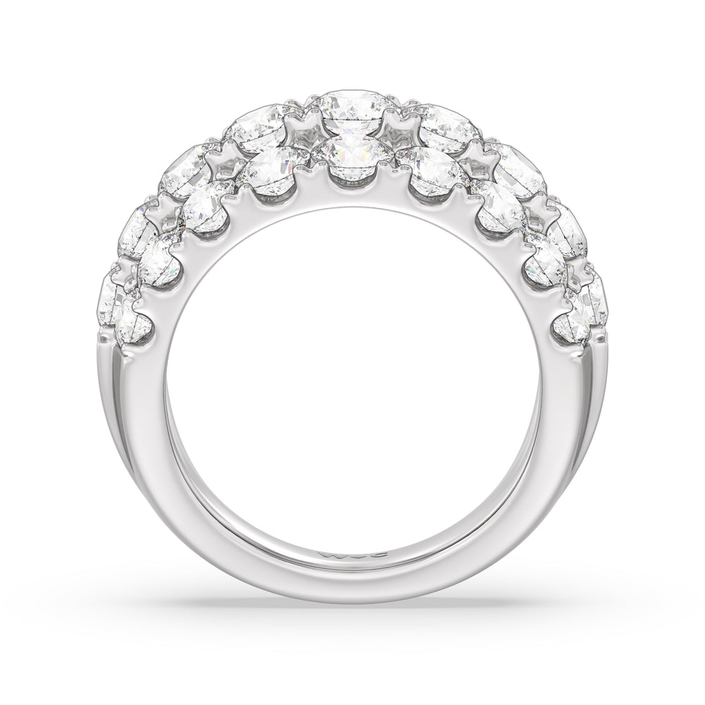 Three Row Modulated Diamond Anniversary Ring (F/G SI+) with Platinum / Natural / 4 1/5 Cut Diamond in 14KT Platinum / Natural / 4 1/5 view 4
