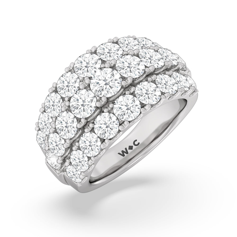 Three Row Modulated Diamond Anniversary Ring (F/G SI+) with Platinum / Natural / 4 1/5 Cut Diamond in 14KT Platinum / Natural / 4 1/5 view 5
