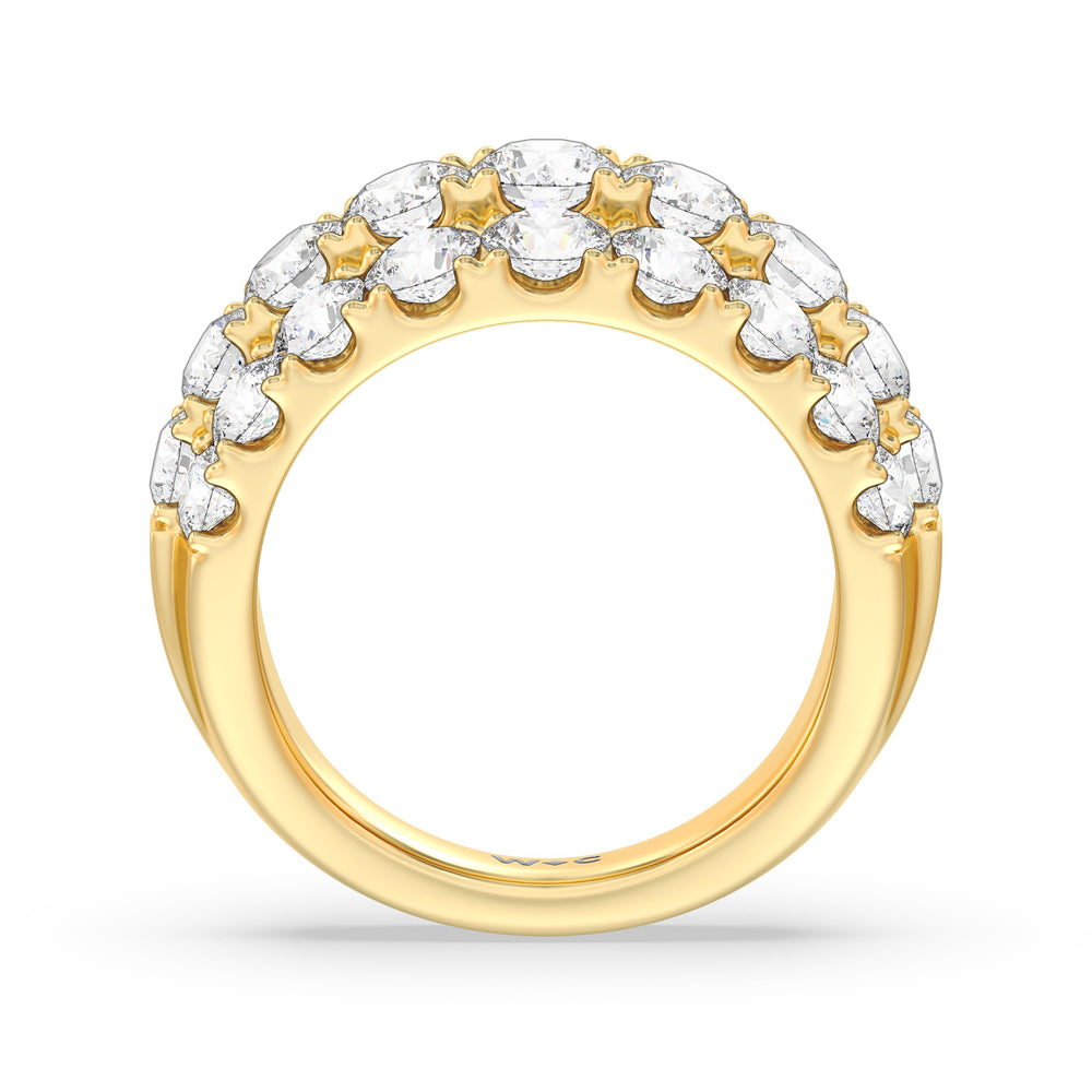 Three Row Modulated Diamond Anniversary Ring (F/G SI+) with 18KT Yellow Gold / Natural / 4 1/5 Cut Diamond in 14KT Yellow Gold / Natural / 4 1/5 view 4
