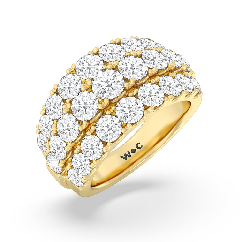 Three Row Modulated Diamond Anniversary Ring (F/G SI+) with 18KT Yellow Gold / Natural / 4 1/5 Cut Diamond in 14KT Yellow Gold / Natural / 4 1/5 view 5
