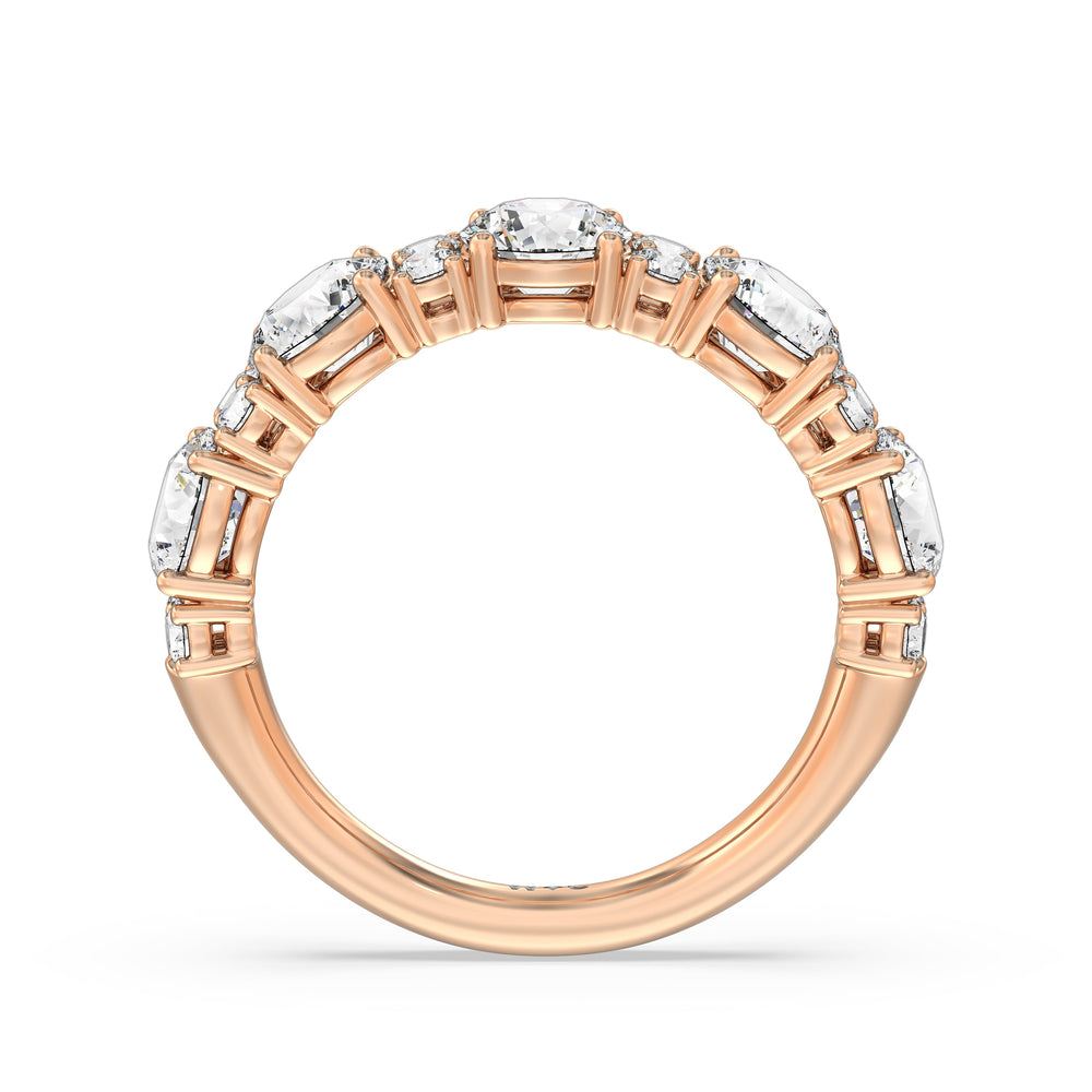 Round Station Anniversary Ring (F/G SI+) with 18KT Rose Gold / Natural / 3 Cut Diamond in 14KT Rose Gold / Natural / 3 view 4
