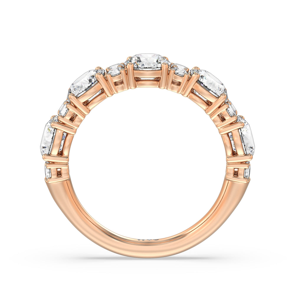 Round Station Anniversary Ring (E+ VS+) with 18KT Rose Gold / Lab / 3 Cut Diamond in 14KT Rose Gold / Lab / 3 view 4
