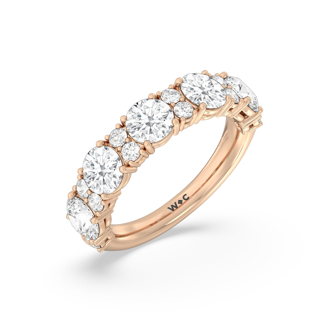 Round Station Anniversary Ring (F/G SI+) with 18KT Rose Gold / Natural / 3 Cut Diamond in 14KT Rose Gold / Natural / 3 view 5
