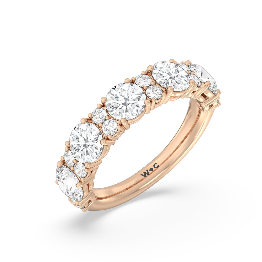 Round Station Anniversary Ring (E+ VS+) with 18KT Rose Gold / Lab / 3 Cut Diamond in 14KT Rose Gold / Lab / 3 view 5
