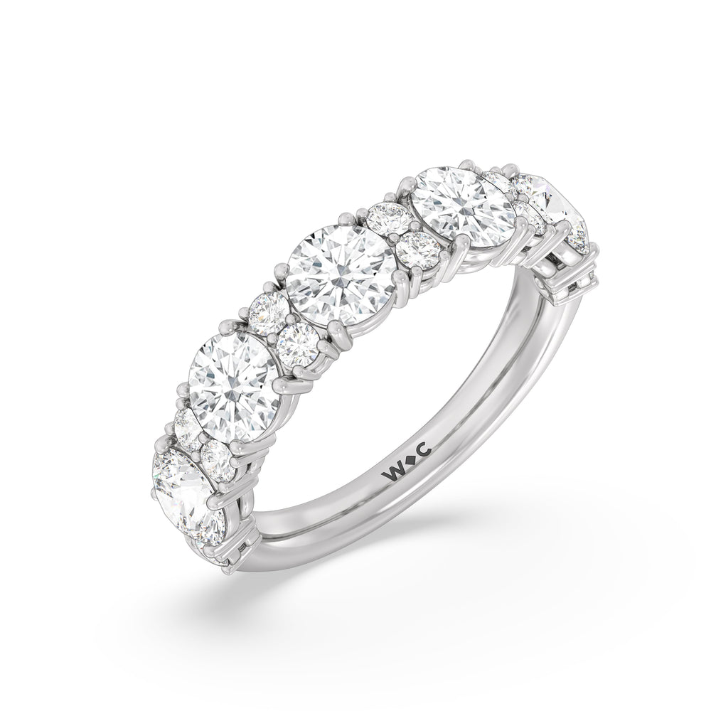 Round Station Anniversary Ring (F/G SI+) with Platinum / Natural / 3 Cut Diamond in 14KT Platinum / Natural / 3 view 5

