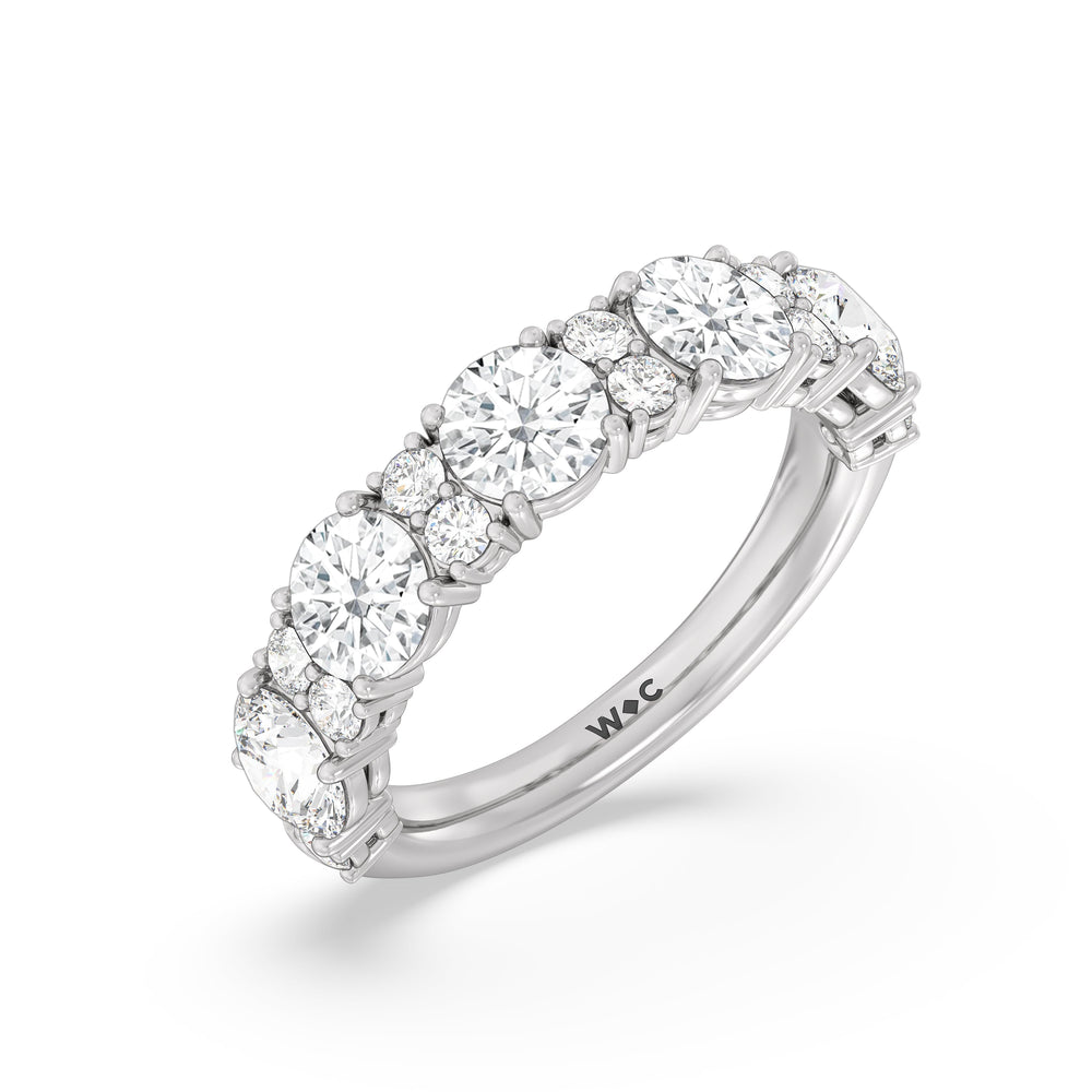 Round Station Anniversary Ring (E+ VS+) with Platinum / Lab / 3 Cut Diamond in 14KT Platinum / Lab / 3 view 5
