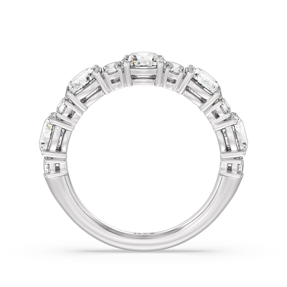 Round Station Anniversary Ring (F/G SI+) with Platinum / Natural / 3 Cut Diamond in 14KT Platinum / Natural / 3 view 4
