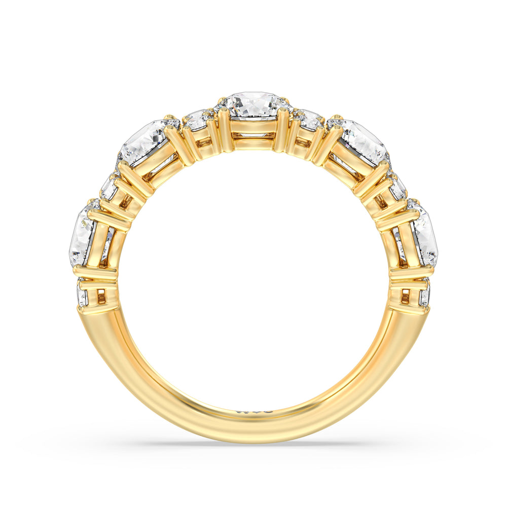 Round Station Anniversary Ring (F/G SI+) with 18KT Yellow Gold / Natural / 3 Cut Diamond in 14KT Yellow Gold / Natural / 3 view 4
