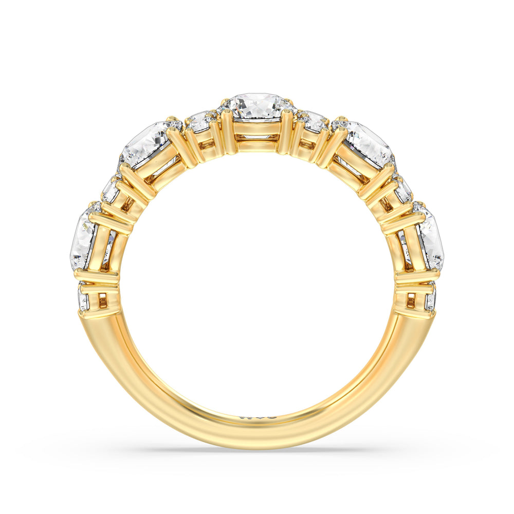 Round Station Anniversary Ring (E+ VS+) with 18KT Yellow Gold / Lab / 3 Cut Diamond in 14KT Yellow Gold / Lab / 3 view 4
