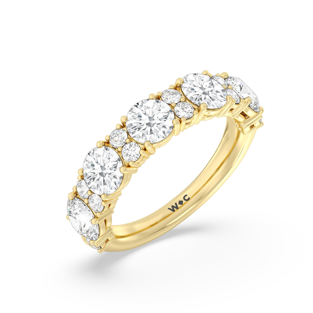 Round Station Anniversary Ring (E+ VS+) with 18KT Yellow Gold / Lab / 3 Cut Diamond in 14KT Yellow Gold / Lab / 3 view 5
