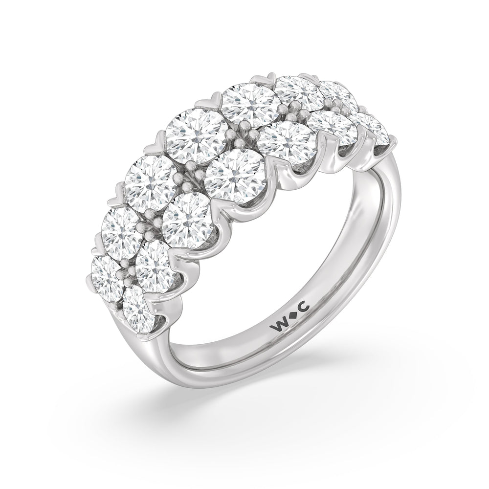 Graduating Two Row Round Diamond Anniversary Ring with Platinum / Natural / 3 Cut Diamond in 14KT Platinum / Natural / 3 view 5
