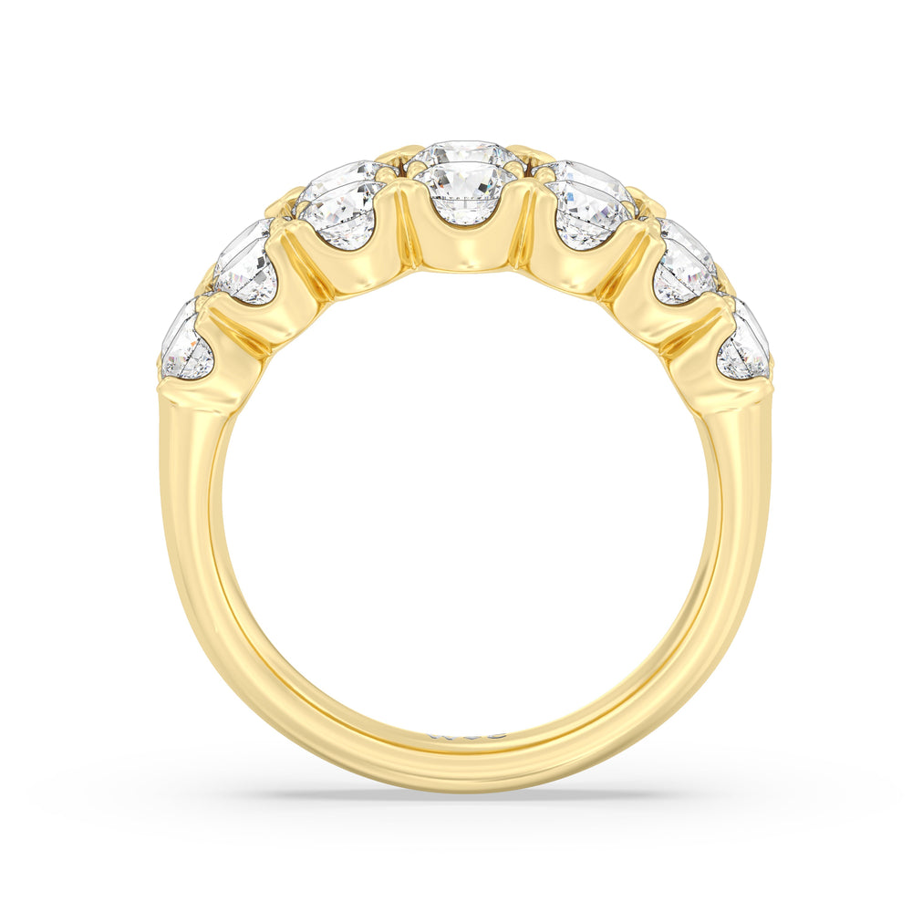Graduating Two Row Round Diamond Anniversary Ring with 18KT Yellow Gold / Natural / 3 Cut Diamond in 14KT Yellow Gold / Natural / 3 view 4
